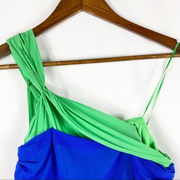 JILL STUART Blue and Green One Shoulder Fitted Mini Dress NWT in Size 2 - Picture 3 of 9